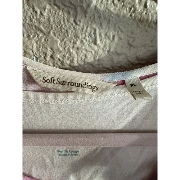 Soft Surroundings‎ Womens Pastel Tie Dye Beaded Top Flowy Lounge Petite Large - Picture 2 of 8